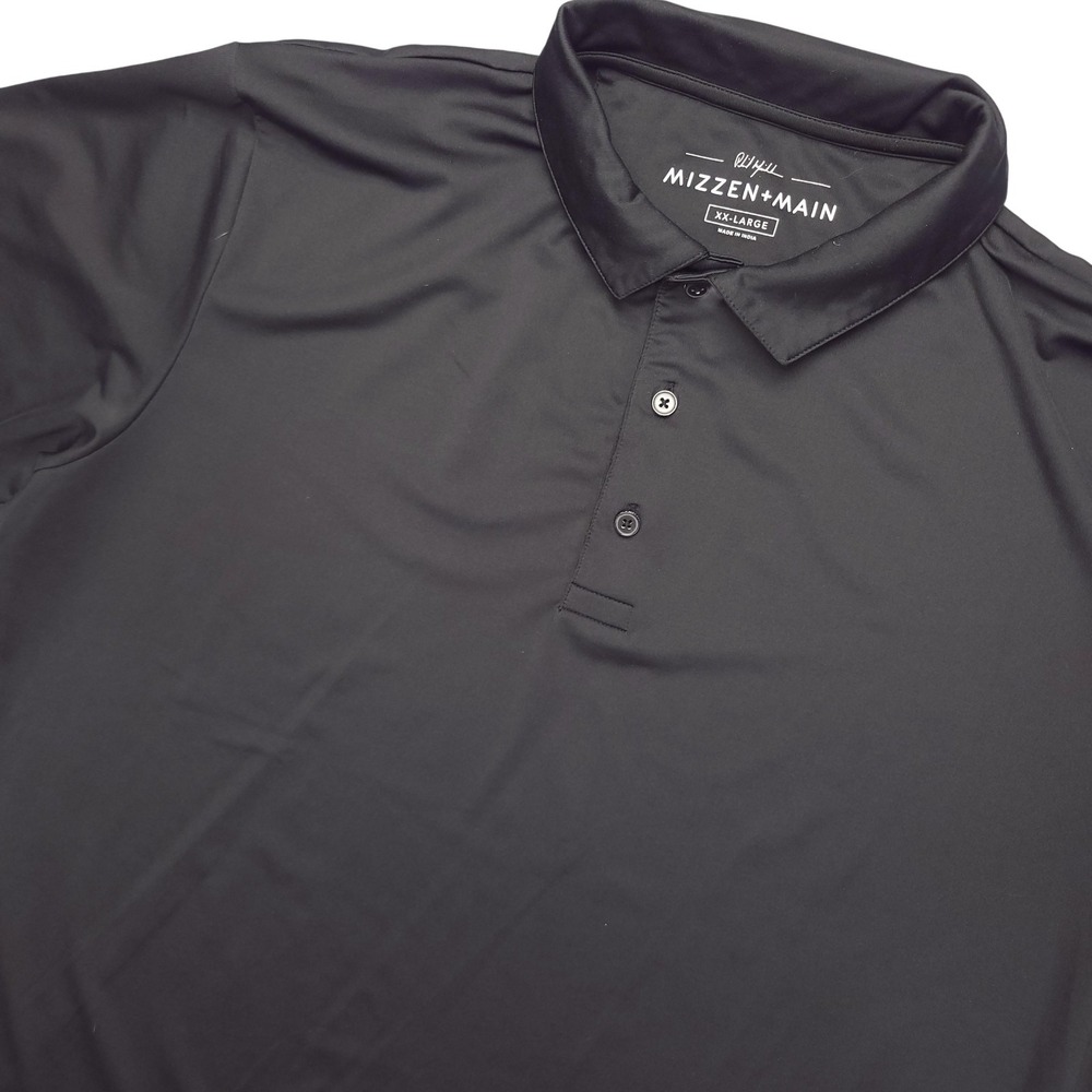 Mizzen+Main Polo Shirt Mens 2XL Black Solid Golf Performance Phil Mickelson